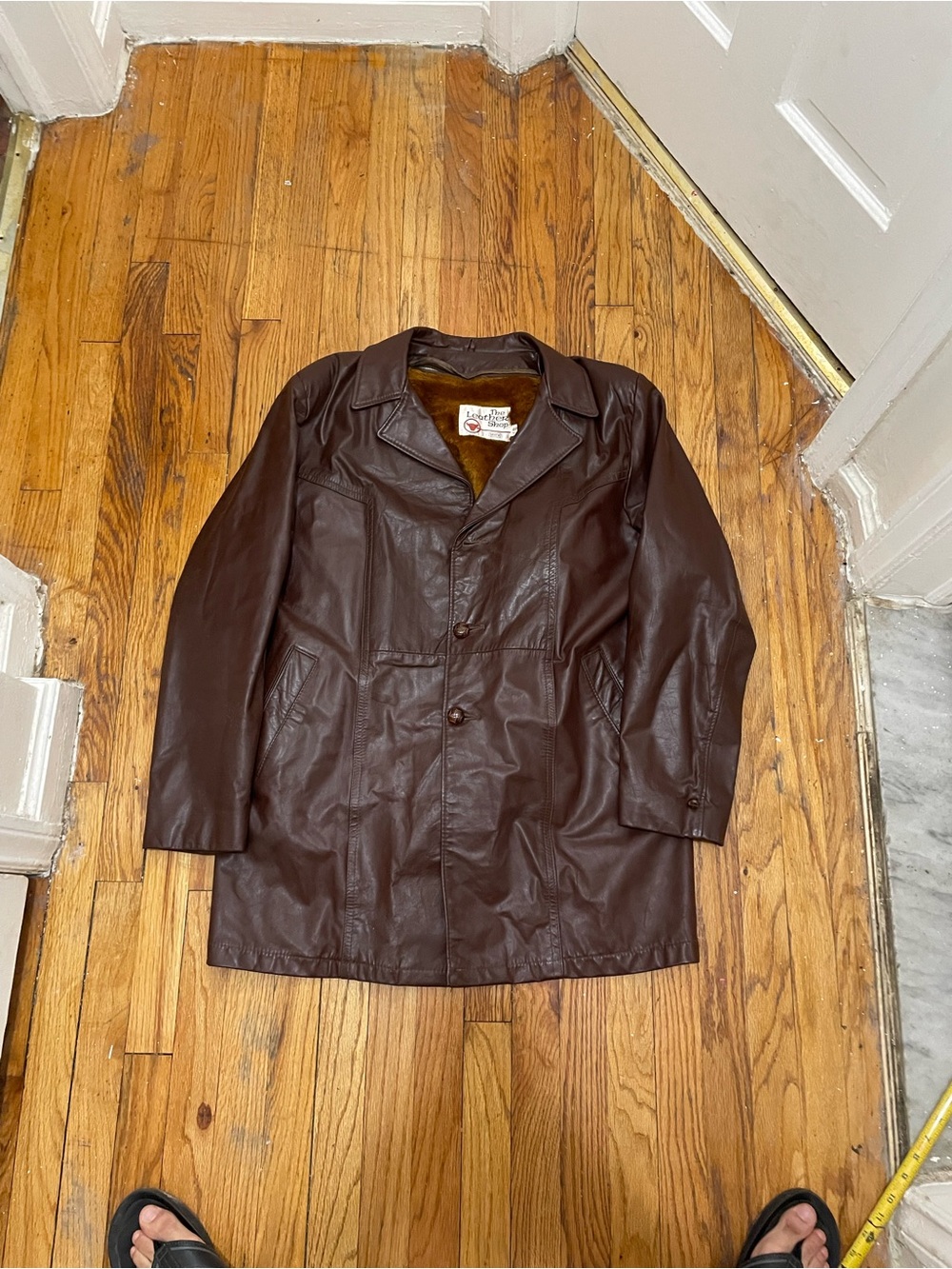 Sears Dark Brown Leather Trench Coat for Men